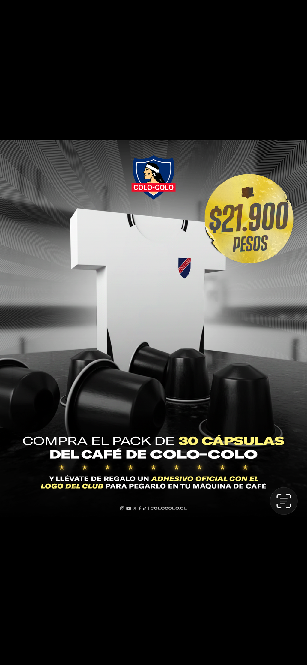 Pack 30 Cápsulas Del Café de Colo-Colo + Sticker Logo